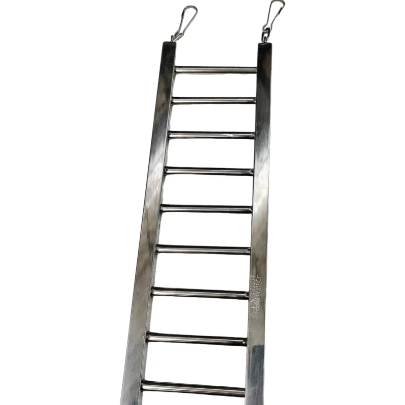 Stainless Steel 9-Step Bird Ladder with Hooks | Bon Bon Bird Toys