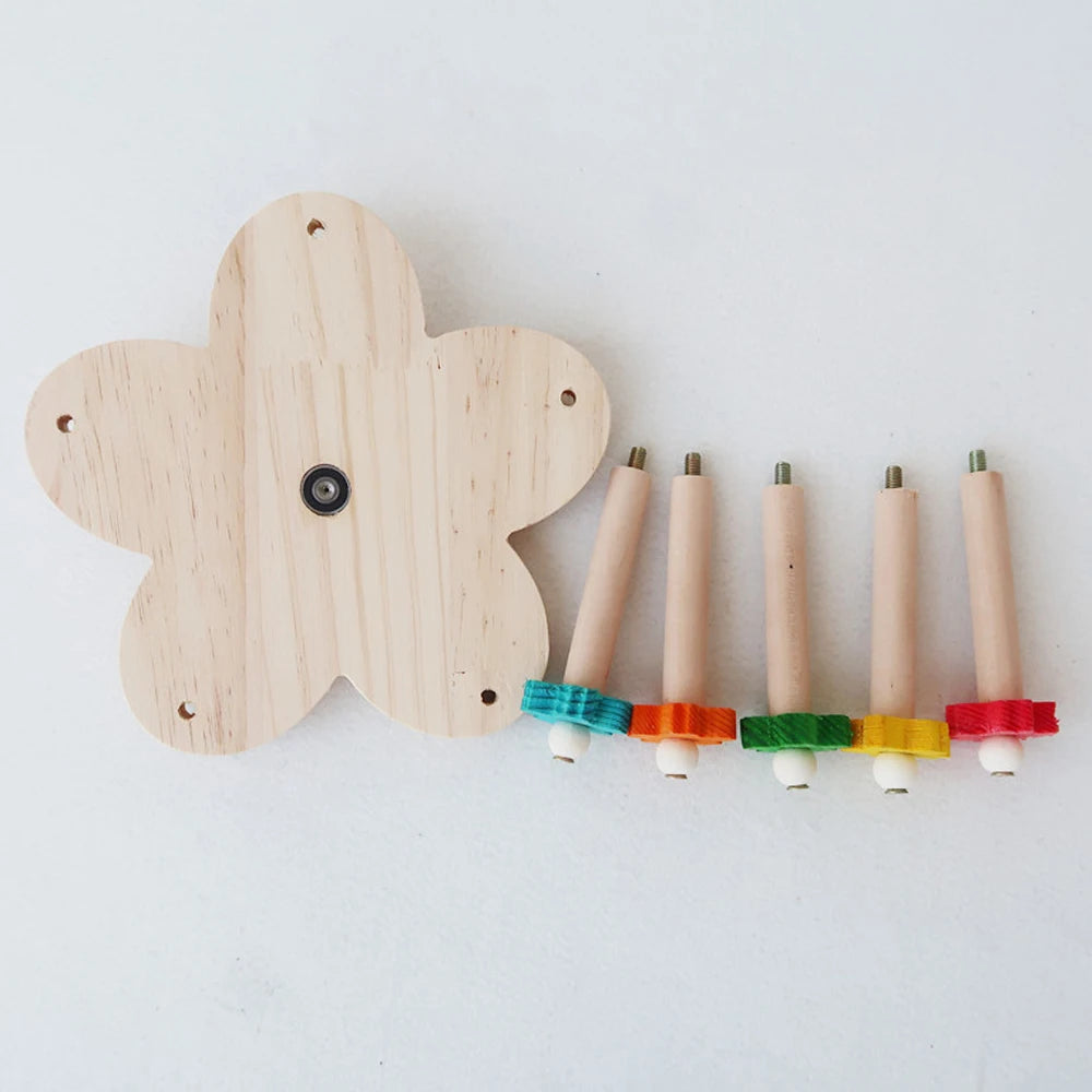 Wooden Spinning Flower Perch Toy for Birds | Bon Bon Bird Toys