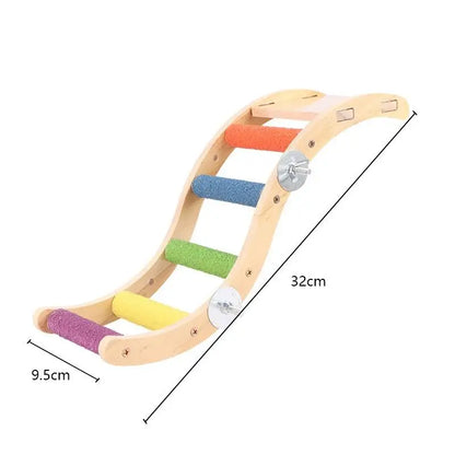 Wooden Climbing Ladder with Claw Grinding Perch for Birds | Bon Bon Bird Toys