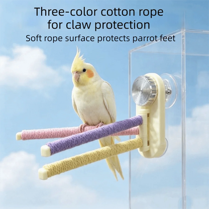Suction Cup Rotating Cotton Rope Perch for Birds