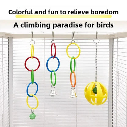 Colorful Ring Chain Swing Toy with Bell for Birds | Bon Bon Bird Toys