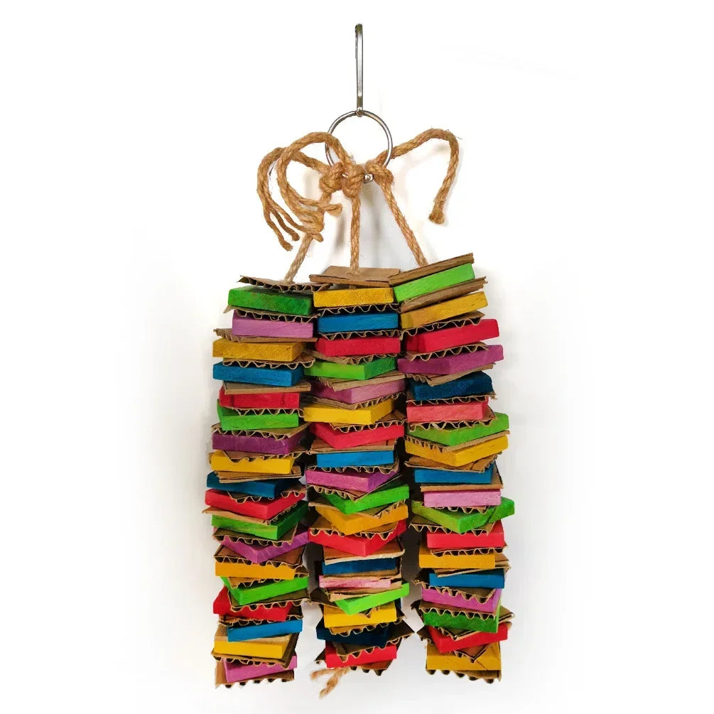 Colorful Wood Slice Shredding Toy for Birds | Bon Bon Bird Toys