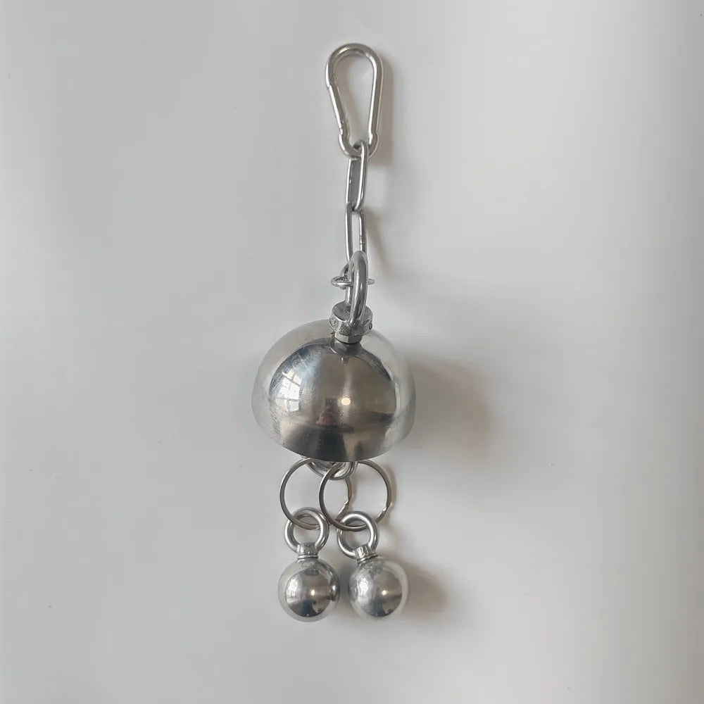 Stainless Steel Dome Bell Hanging Toy for Large Parrots