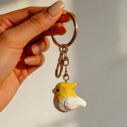 Hand-Carved Wood Cockatiel Keychain | Bon Bon Bird Toys