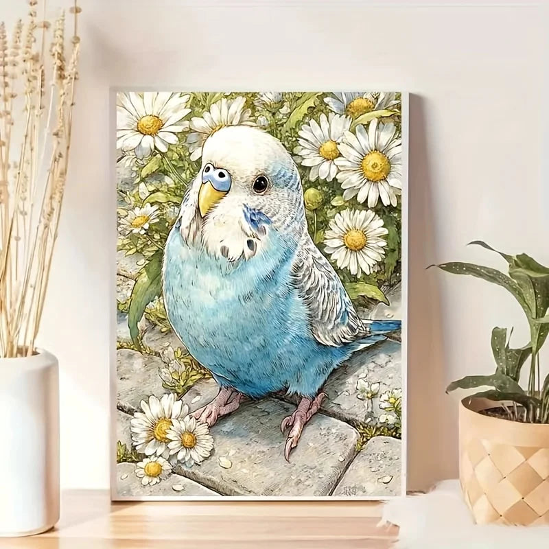 Parakeet Among Daisies Diamond Painting Kit | Bon Bon Bird Toys