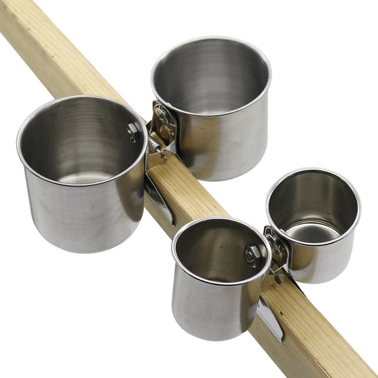 Stainless Steel Bird Feeder Cup with Cage Clip 