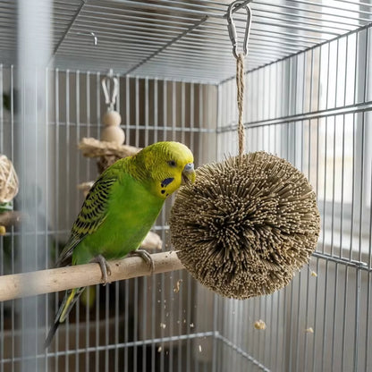 Hanging Natural Grass Ball Bird Chew Toy | Bon Bon Bird Toys