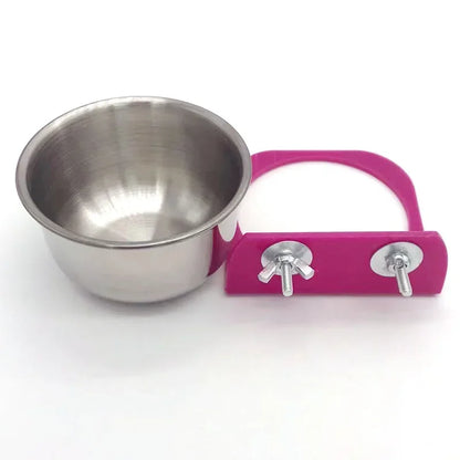 Stainless Steel Cage Bowl with Plastic Bracket | Bon Bon Bird Toys