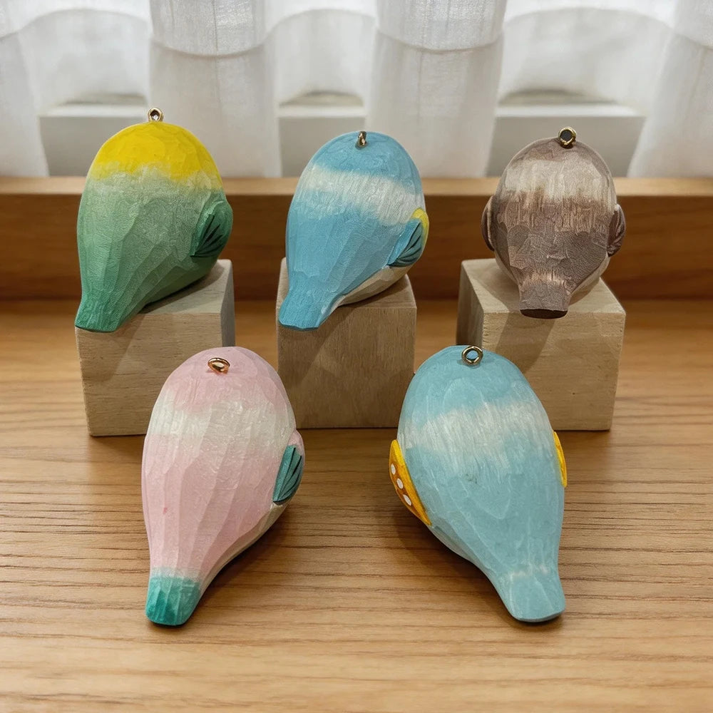 Hand-Carved Wood Bird Keychain | Bon Bon Bird Toys