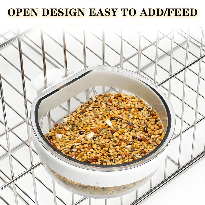 Transparent Cage-Mount Bird Feeding Bowl