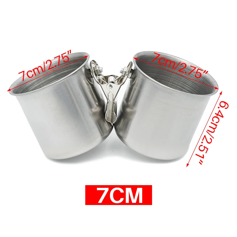 Stainless Steel Bird Feeder Cup Set with Stand Clip