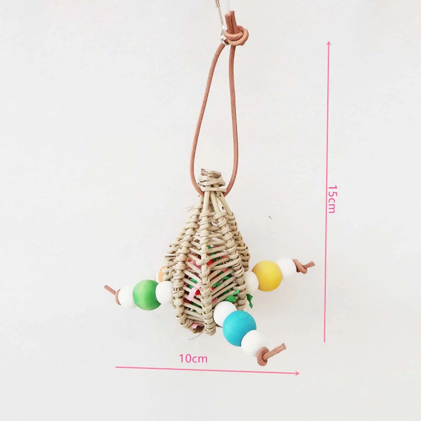 Hanging Wood Rattan Chew Toy for Parakeets, Conures & Parrots