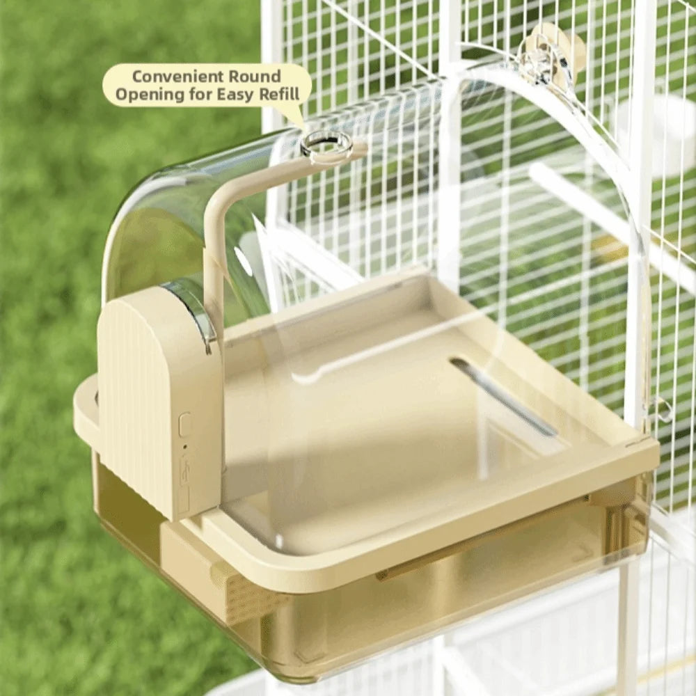 Clear Dome Bird Bath with Auto Water Circulation | Bon Bon Bird Toys