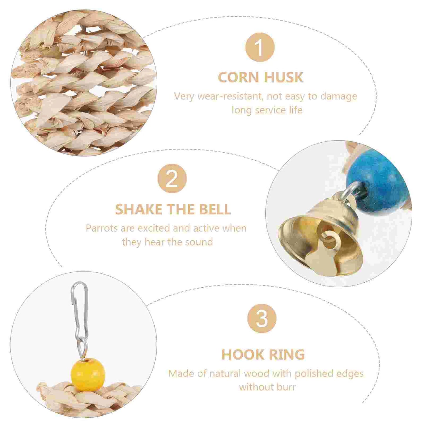 Stacked Corn Husk Shredder Toy for Birds | Bon Bon Bird Toys
