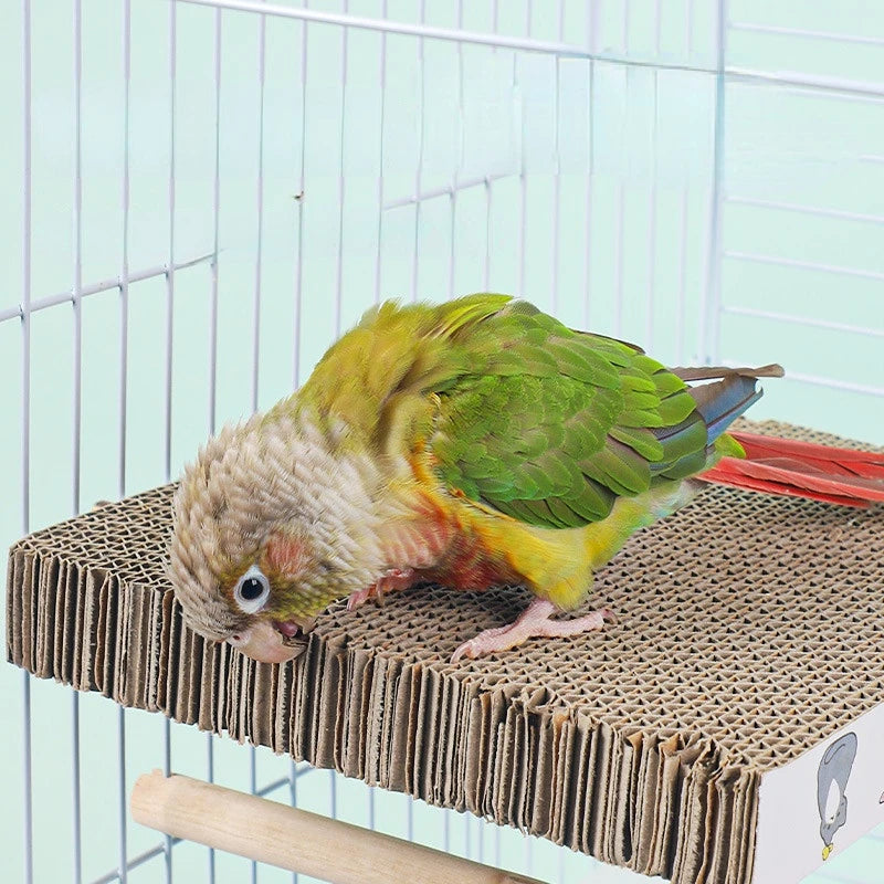 Corrugated Cardboard Perch Platform with Cork | Bon Bon Bird Toys