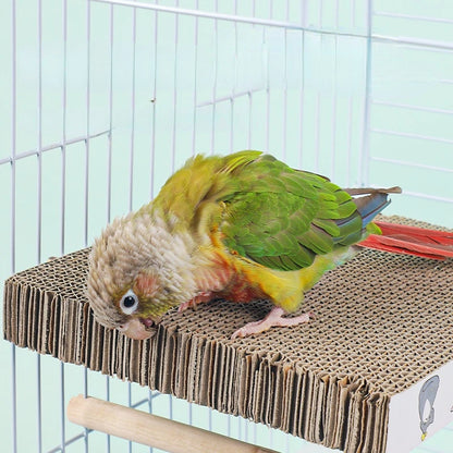 Corrugated Cardboard Perch Platform with Cork | Bon Bon Bird Toys