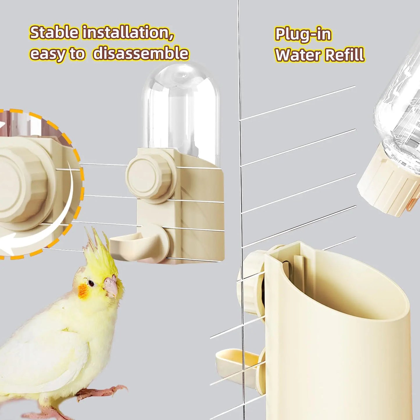 Automatic Gravity Water Dispenser for Bird Cages | Bon Bon Bird Toys