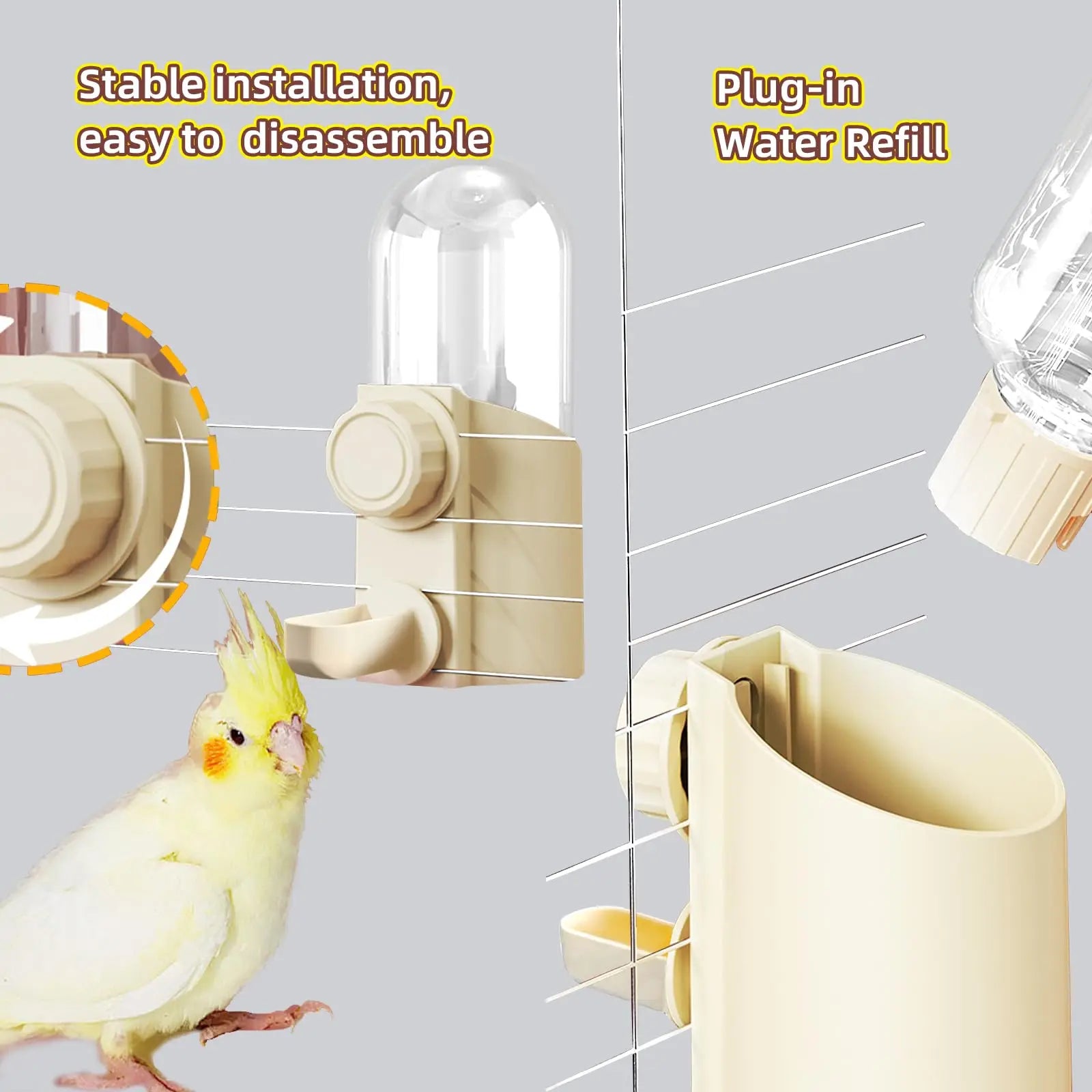 Automatic Gravity Water Dispenser for Bird Cages | Bon Bon Bird Toys