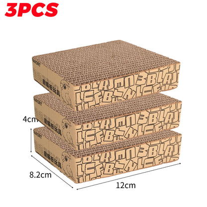 Three cardboard bird enrichment  foraging toys
 with dimensions and text on a white background
