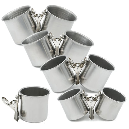 Stainless Steel Bird Feeder Cup Set with Stand Clip