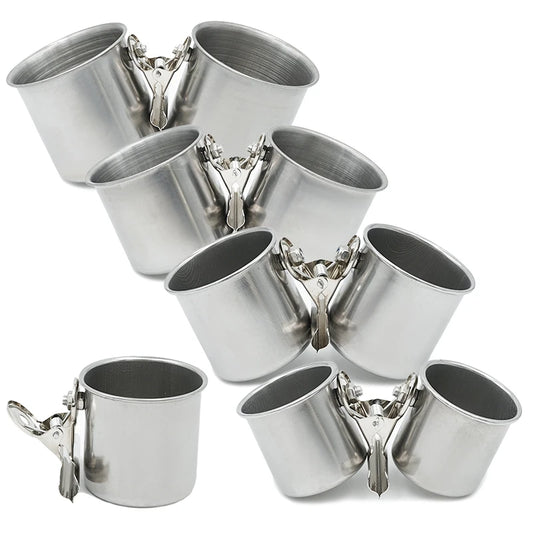 Stainless Steel Bird Feeder Cup Set with Stand Clip