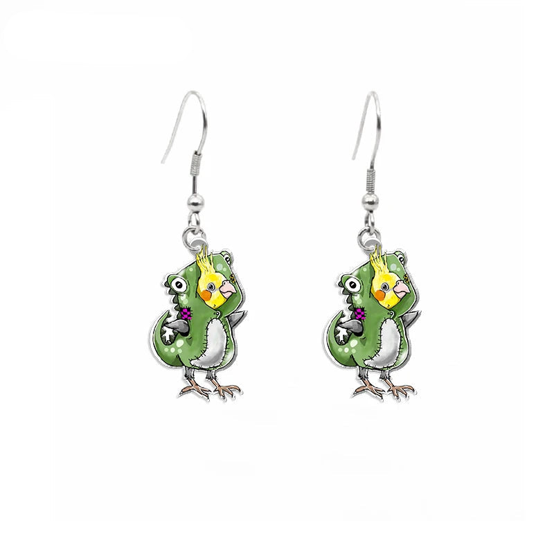 Cute Parrot Acrylic Dangle Earrings | Bon Bon Bird Toys