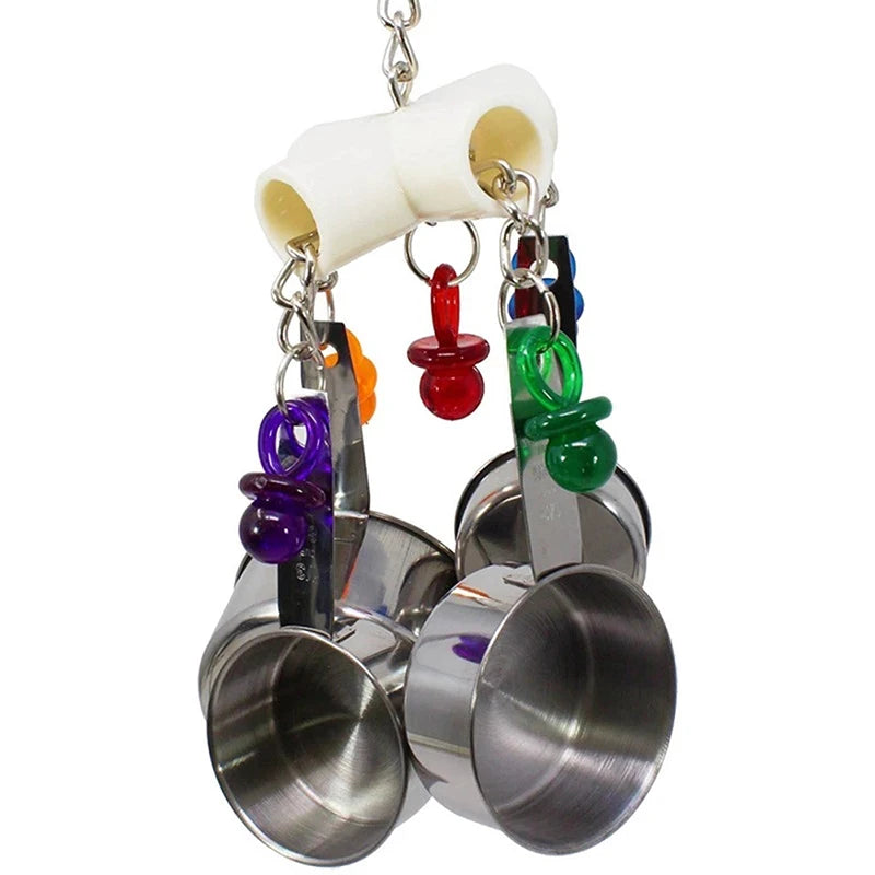 Hanging Stainless Steel Cup Chain Bird Toy