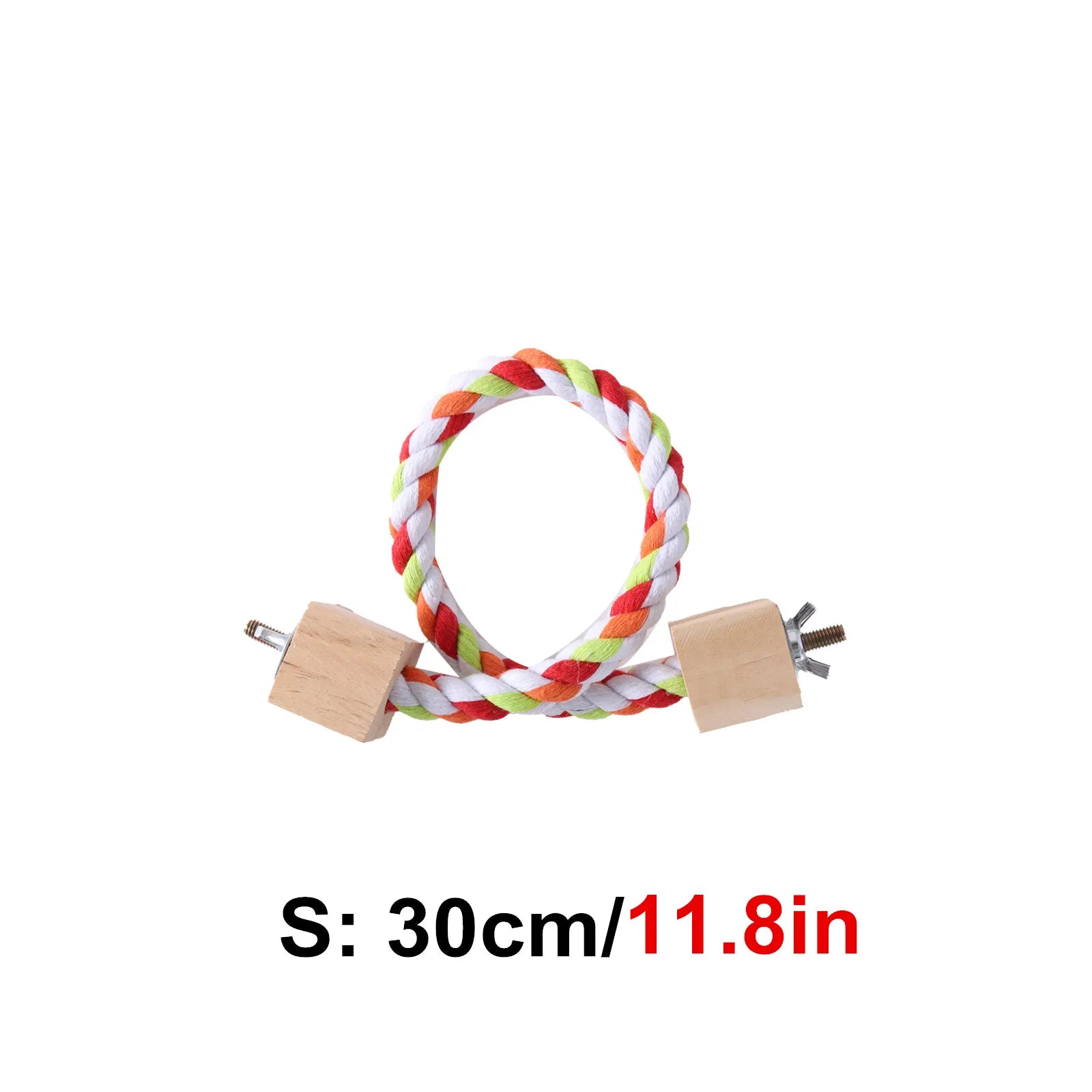 Multicolor Cotton Rope Bird Perch with Wood Block Ends