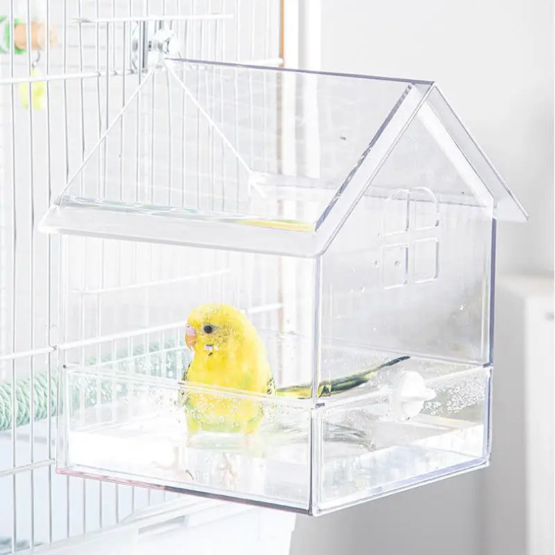 Acrylic House Bird Feeder with Pull-Out Drawer | Bon Bon Bird Toys