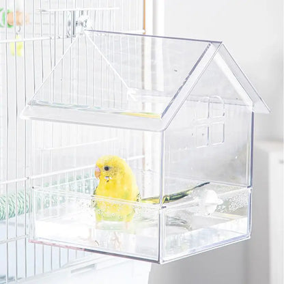 Acrylic House Bird Feeder with Pull-Out Drawer | Bon Bon Bird Toys
