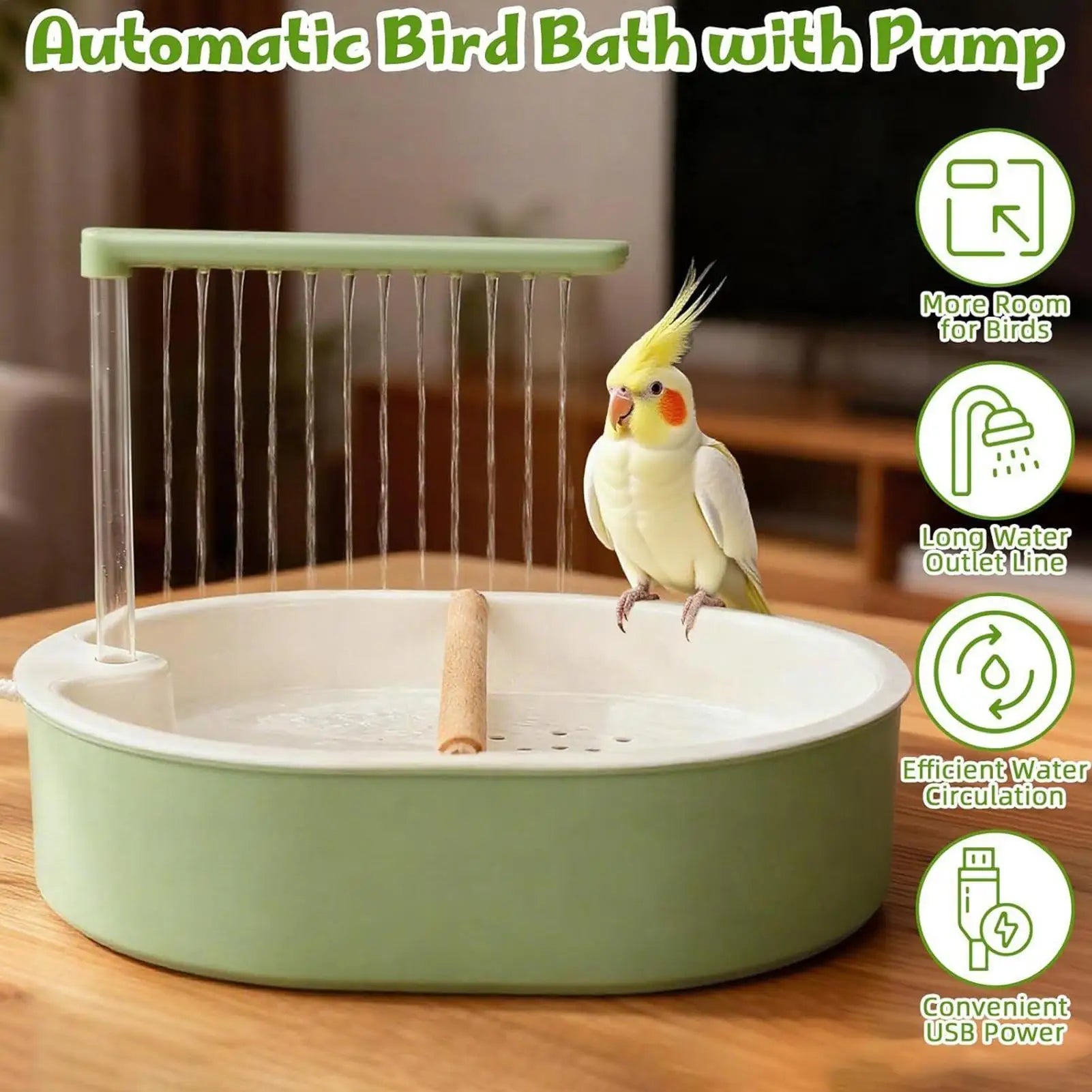 Automatic Circulating Bird Bath with Filter | Bon Bon Bird Toys