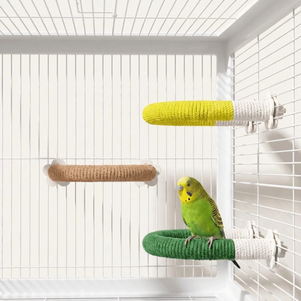 U-Shape Braided Rope Perch with Plastic Cage Mounts