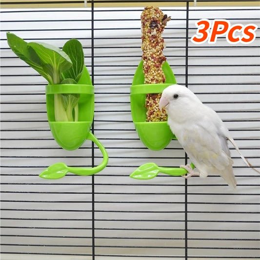 Cage-Mount Cuttlebone and Food Holder for Birds