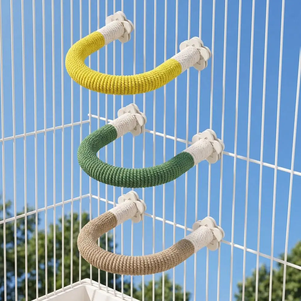 U-Shape Braided Rope Perch with Plastic Cage Mounts