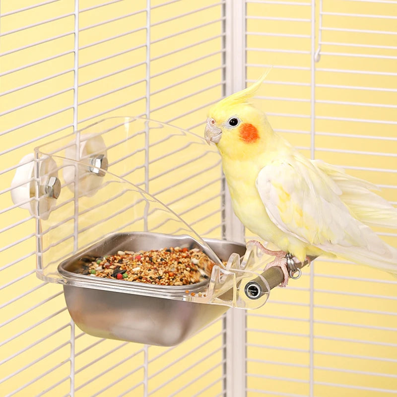 Stainless Steel Cage-Mount Bird Food Bowl | Bon Bon Bird Toys