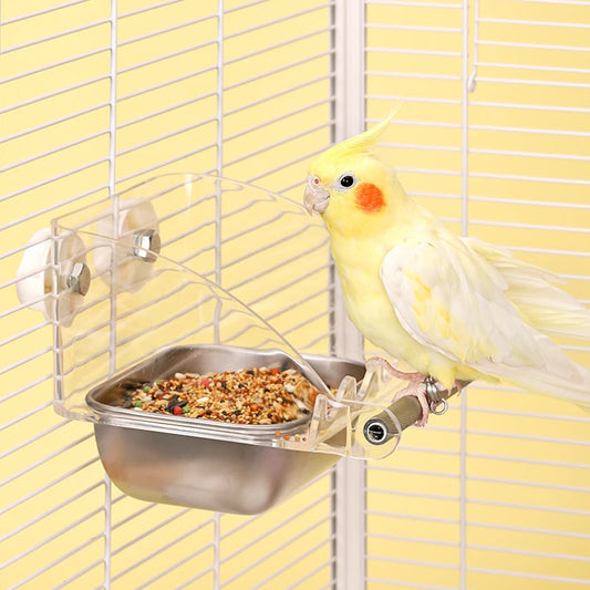 Stainless Steel Cage-Mount Bird Food Bowl | Bon Bon Bird Toys