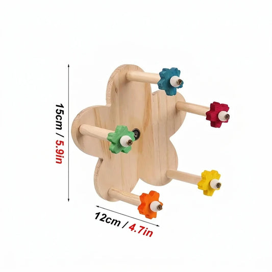 Wooden Spinning Flower Perch Toy for Birds | Bon Bon Bird Toys