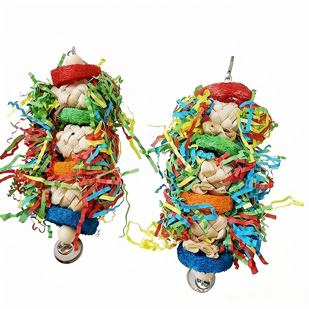 Colorful Paper & Loofah Shredder Toy for Birds