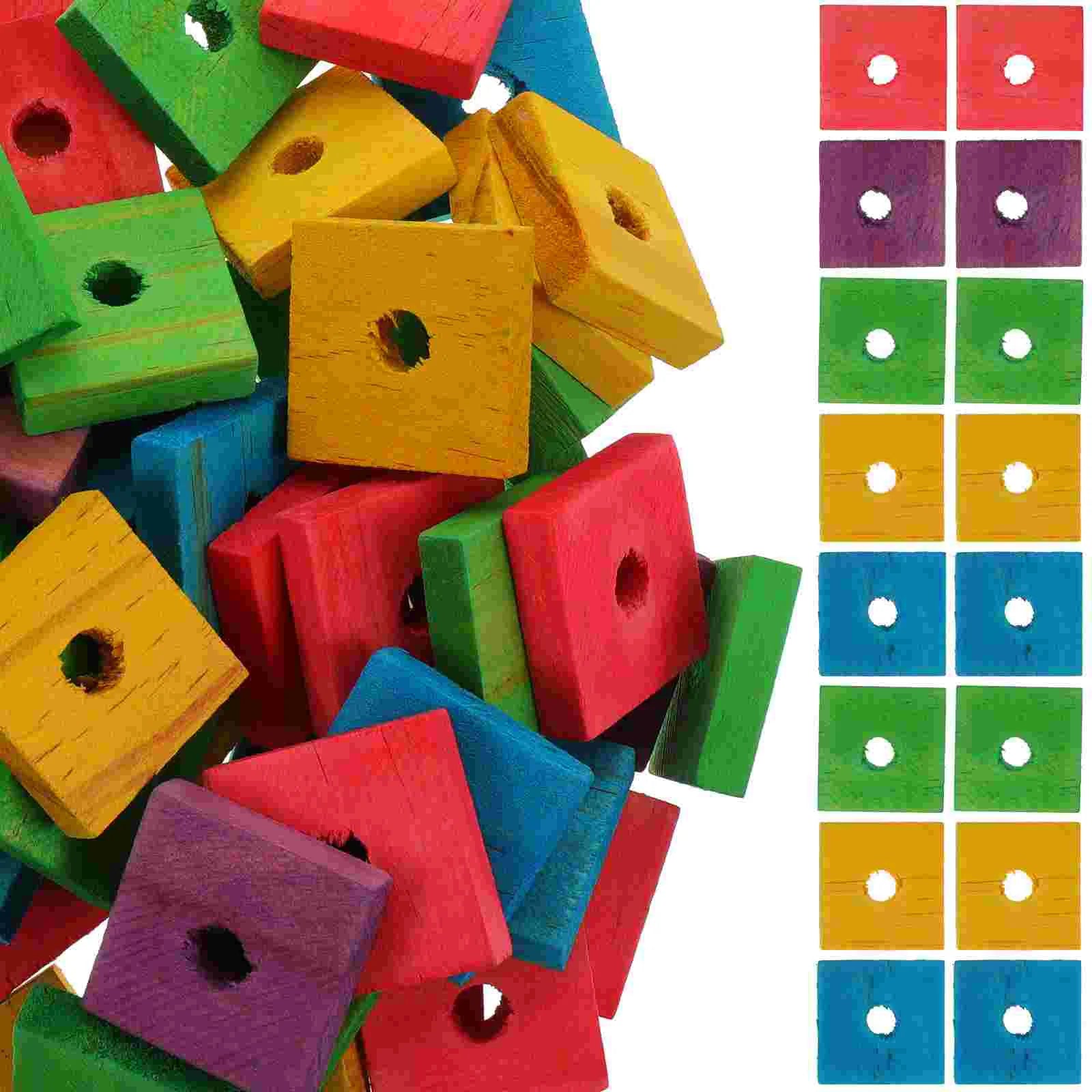 DIY Wood Chip Bird Toy Blocks 100 Pack for Small Birds