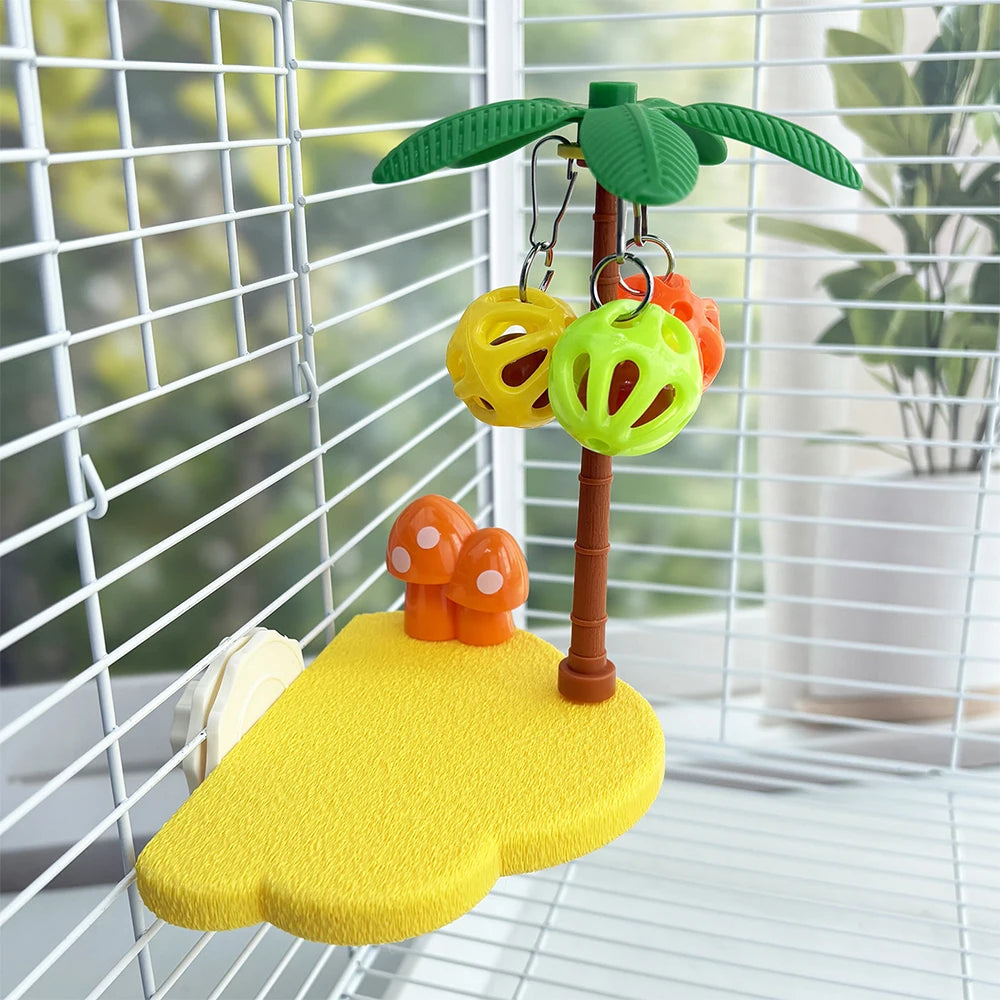 Palm Tree Bird Perch Stand with Foraging Balls | Bon Bon Bird Toys