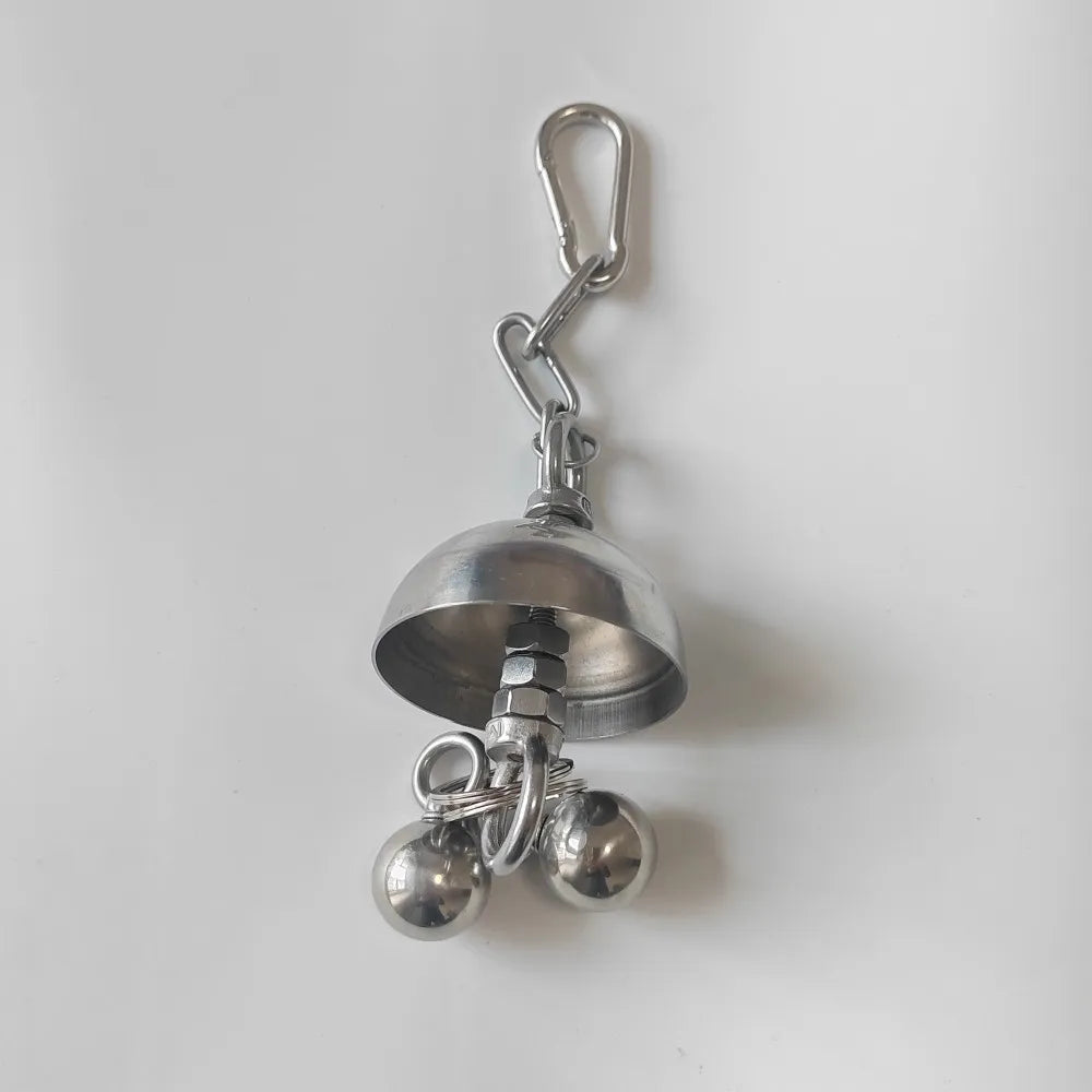 Stainless Steel Dome Bell Hanging Toy for Large Parrots