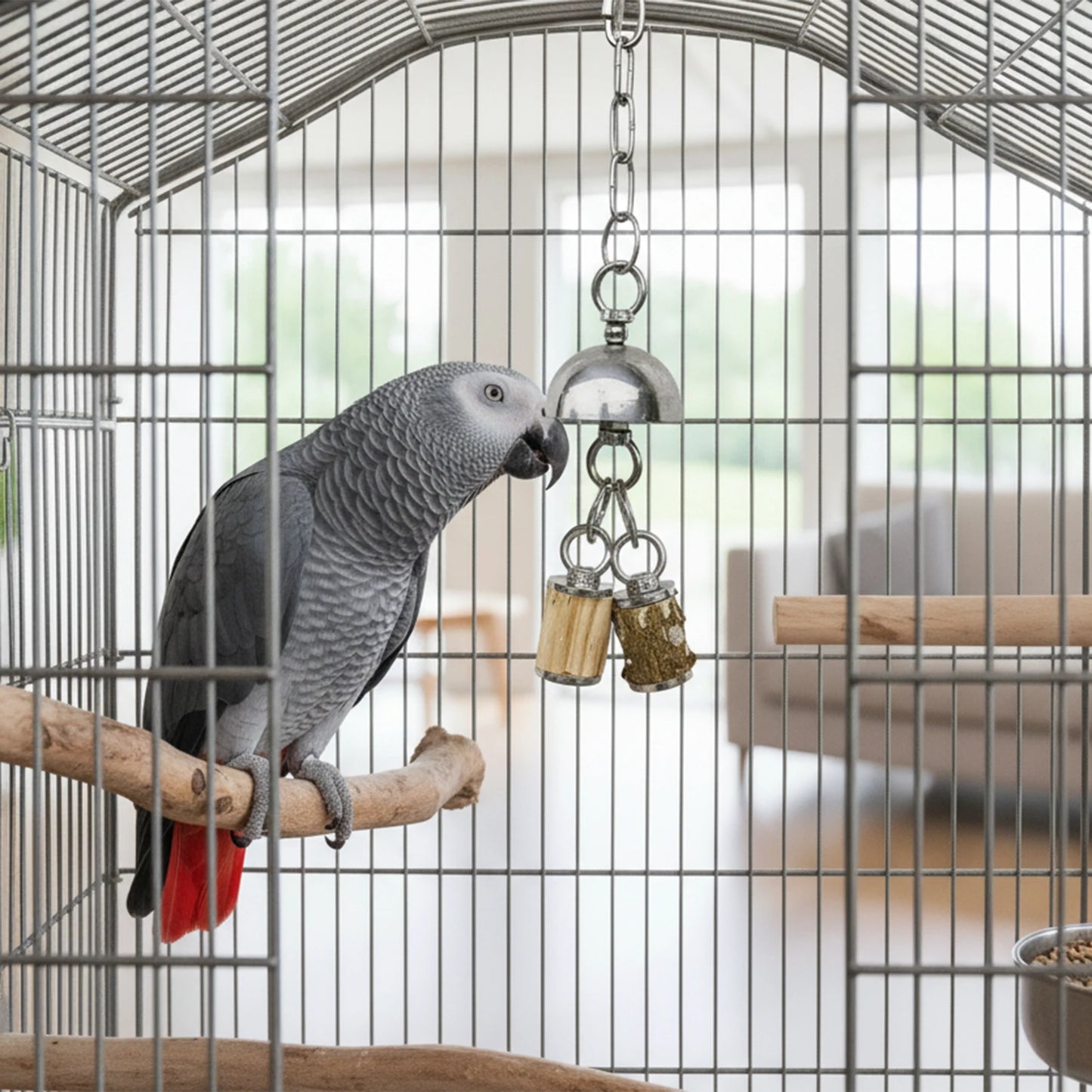 Stainless Steel Bell Toy for Large Parrots | Bon Bon Bird Toys