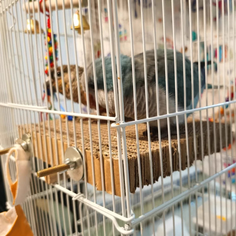 Corrugated Cardboard Perch Platform with Cork | Bon Bon Bird Toys