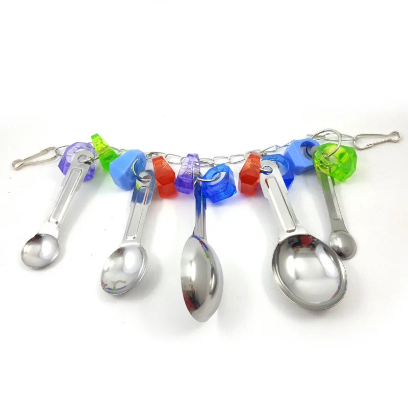 Stainless Steel Spoon String Bird Toy | Bon Bon Bird Toys