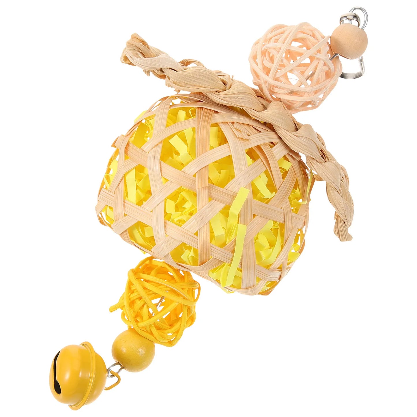 Rattan & Corn Husk Shredding Ball with Bell