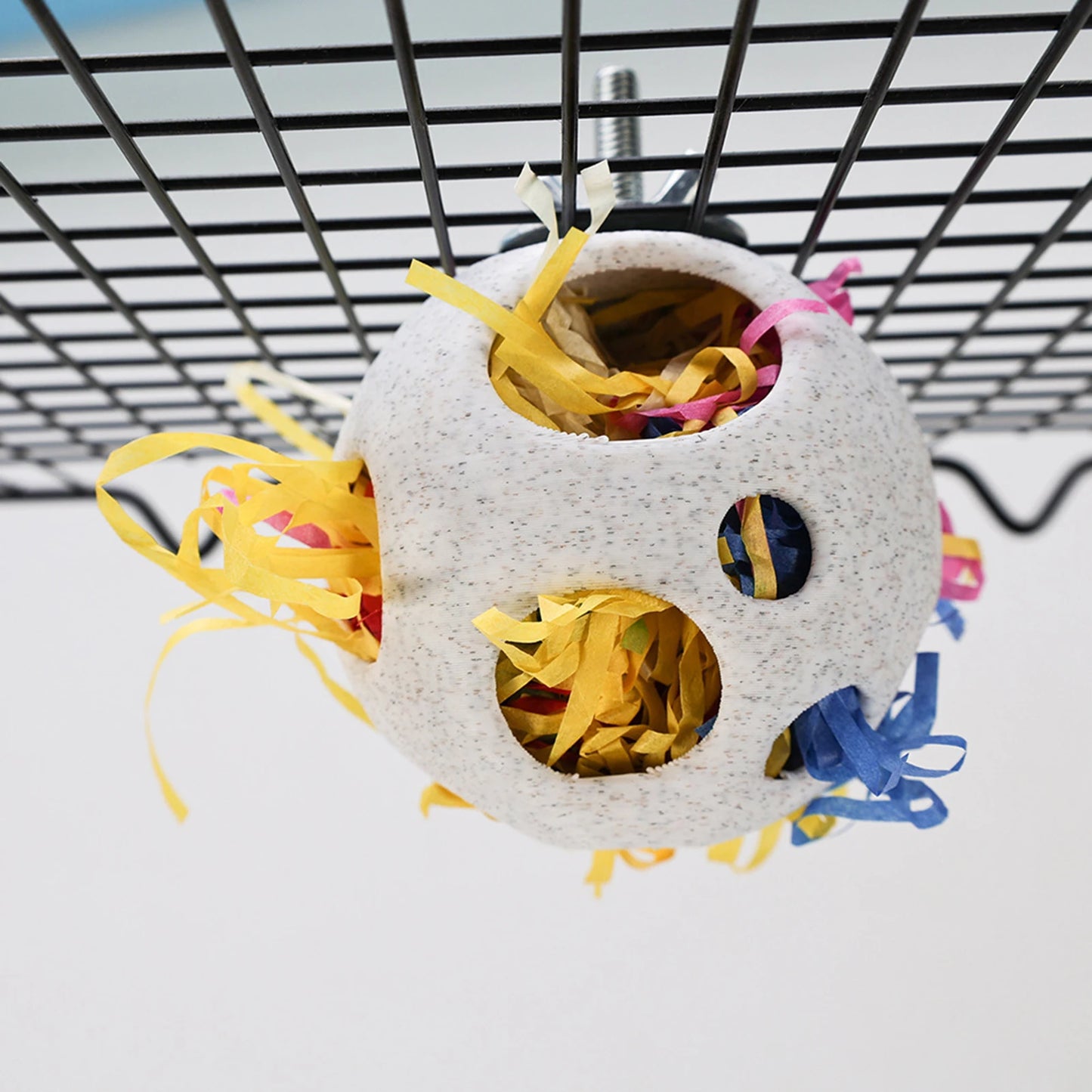 ABS Foraging Ball with Paper Shreds for Birds | Bon Bon Bird Toys