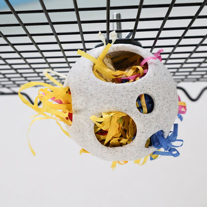 ABS Foraging Ball with Paper Shreds for Birds | Bon Bon Bird Toys