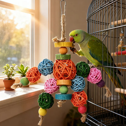 Rattan Ball Hanging Chew Toy for Birds