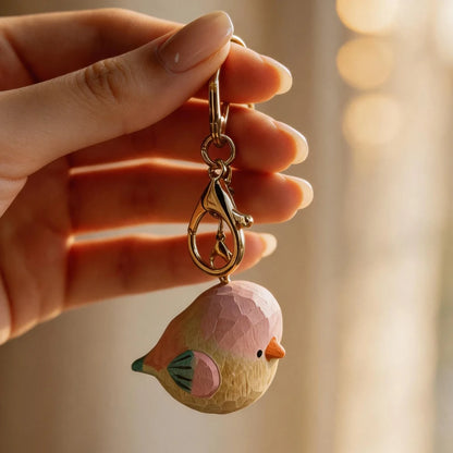 Hand-Carved Wood Bird Keychain | Bon Bon Bird Toys