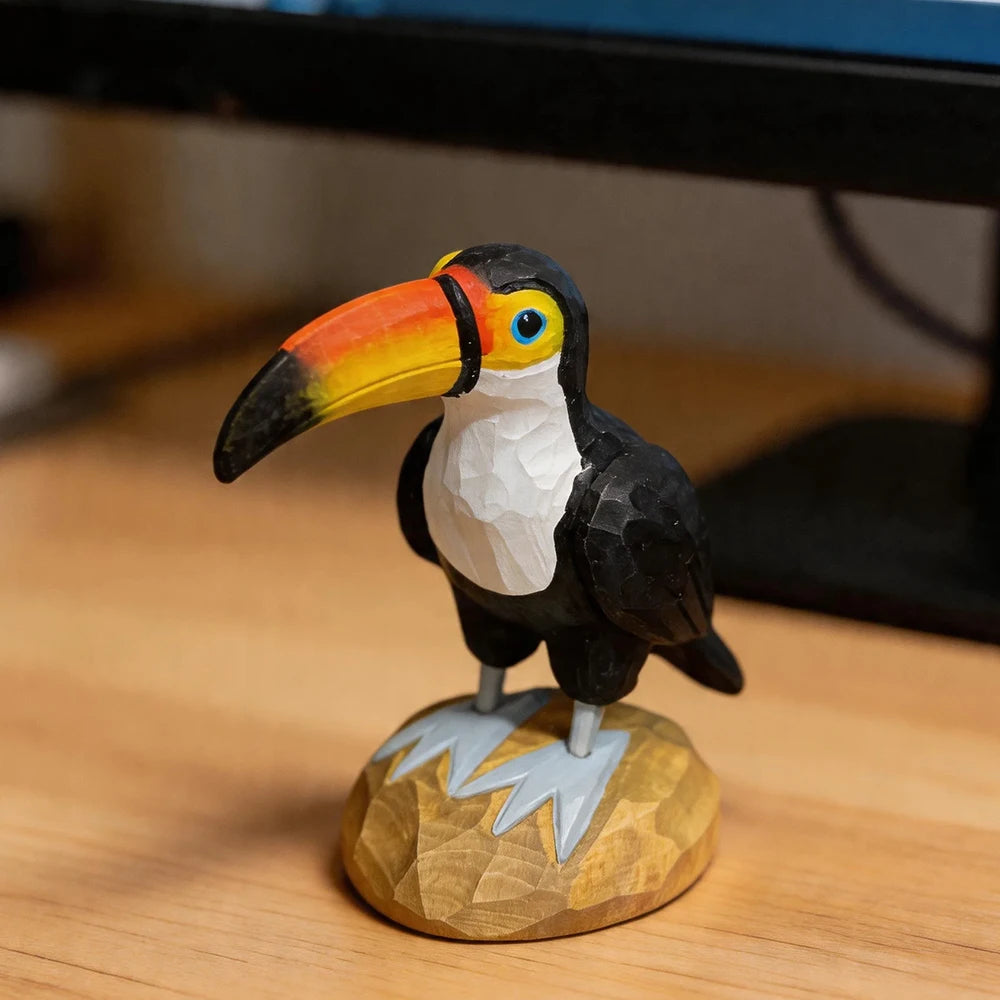 Hand-Carved Toucan & Tropical Bird Figurine | Bon Bon Bird Toys